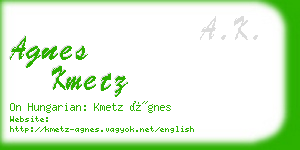 agnes kmetz business card